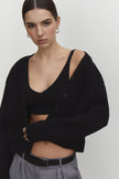 Knitted crop top in black